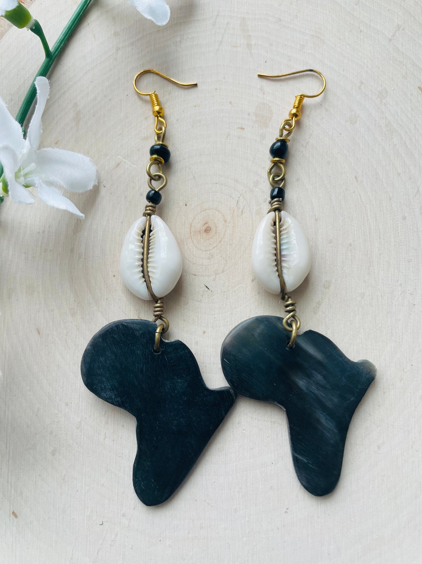Beaded Africa Shaped Earrings