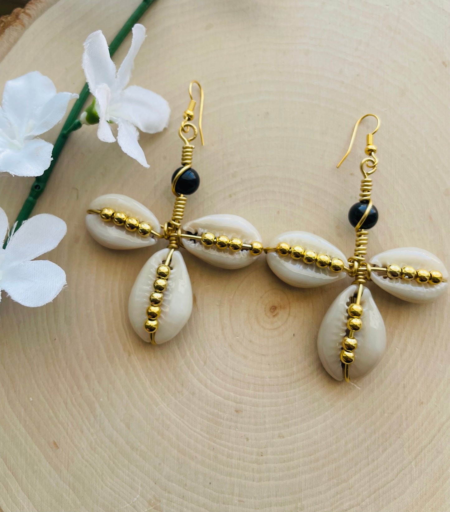 Regal Cowrie Tri Earrings