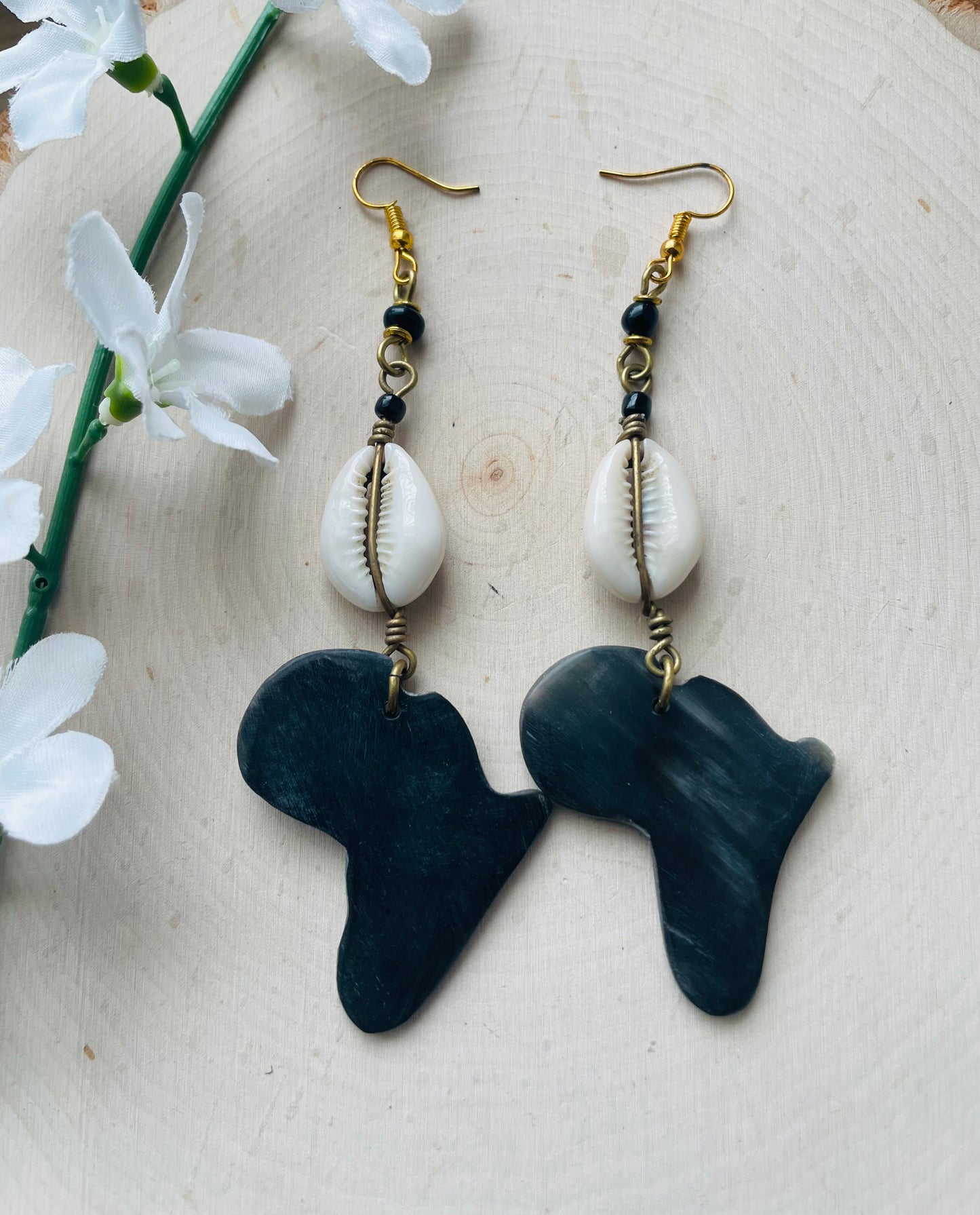 Beaded Africa Shaped Earrings