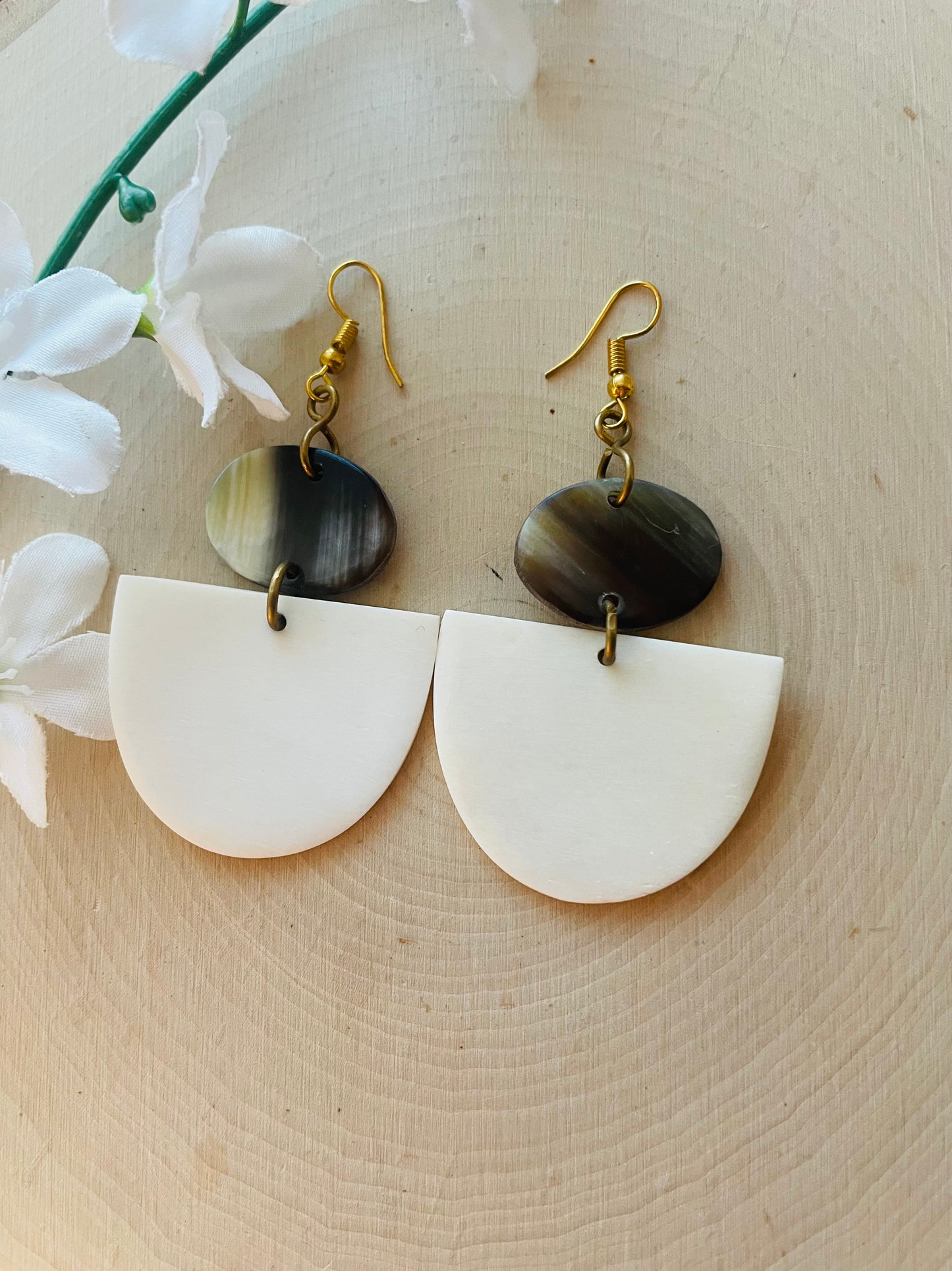 Beaded white earrings