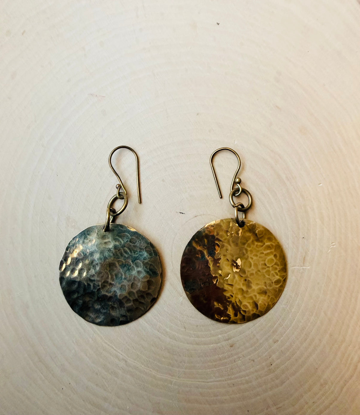 Brass flat circle earrings