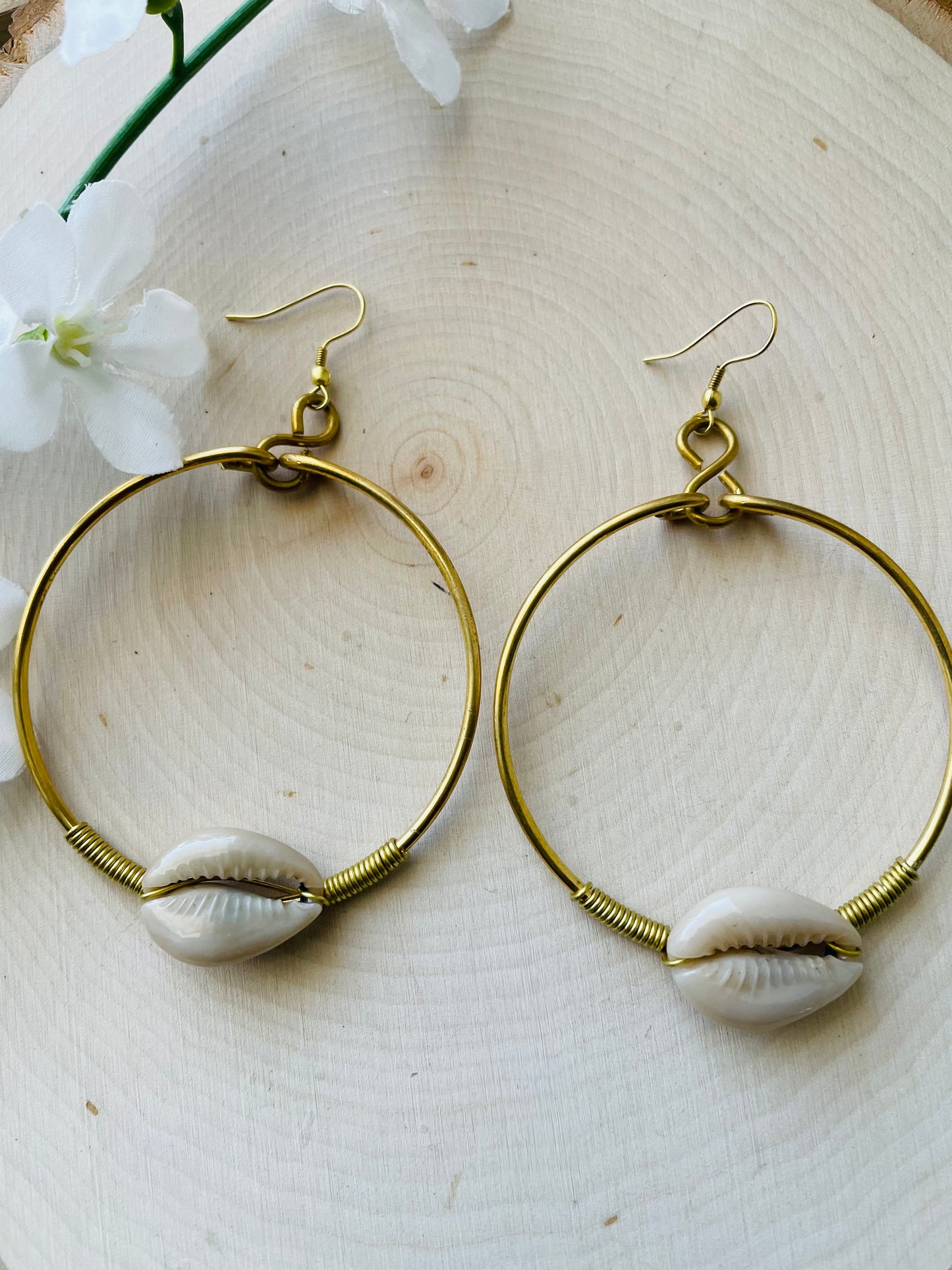 Cowrie Hoop Earrings