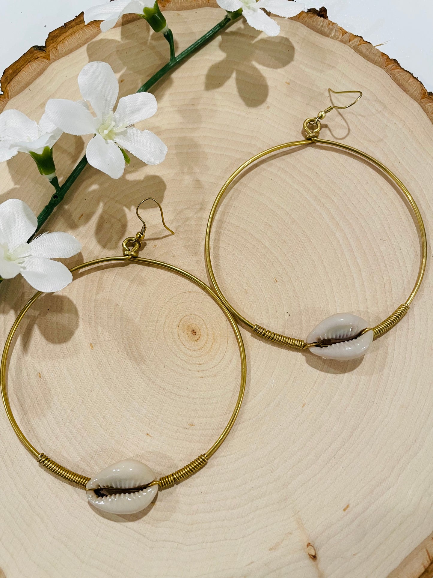 Cowrie Hoop Earrings