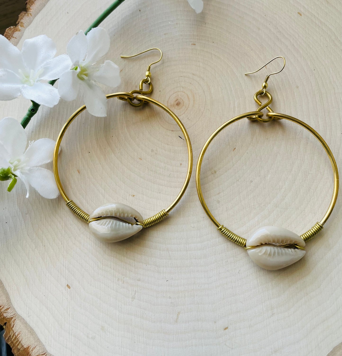 Cowrie Hoop Earrings