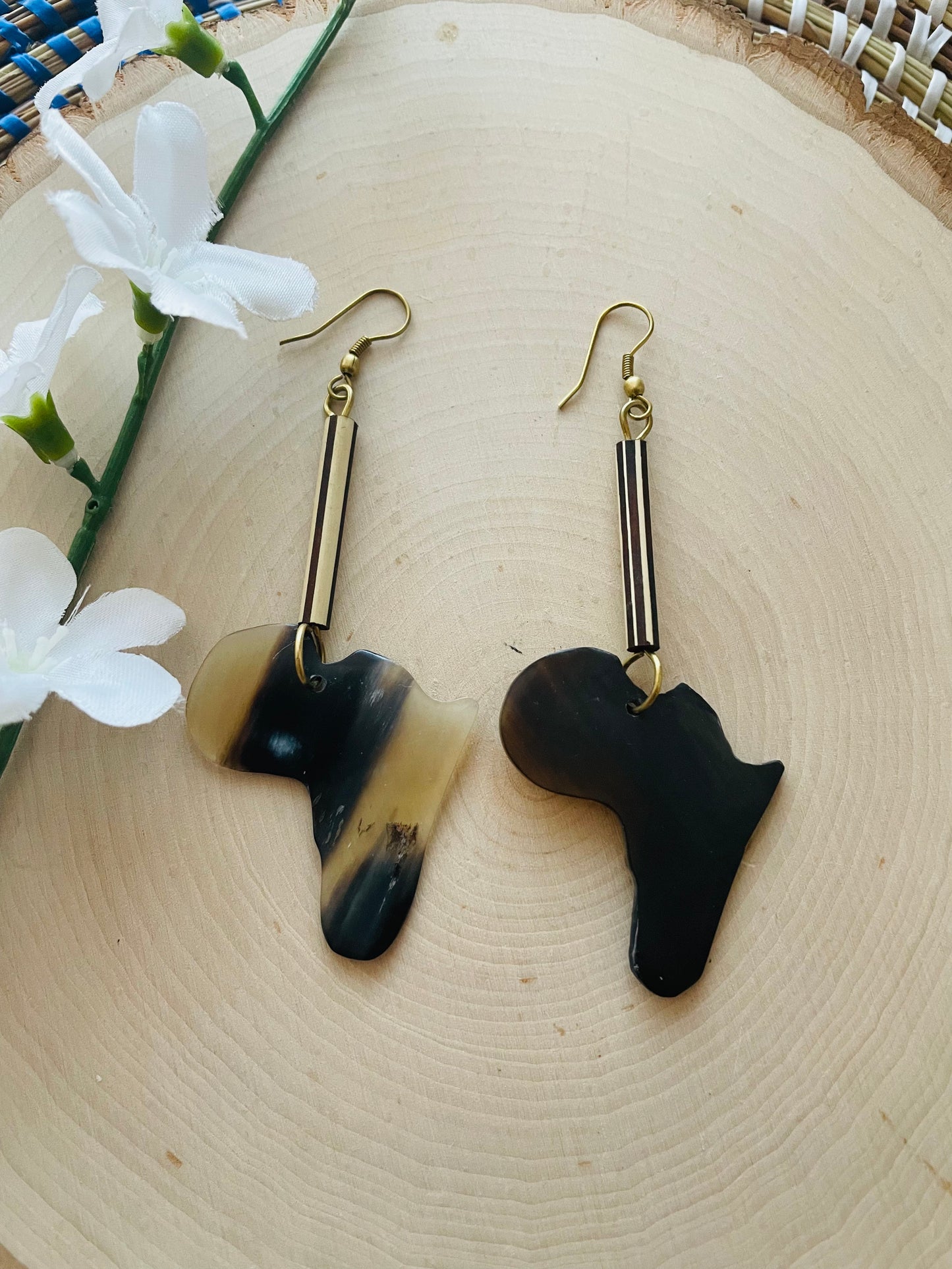 Beaded Africa Shaped Earrings