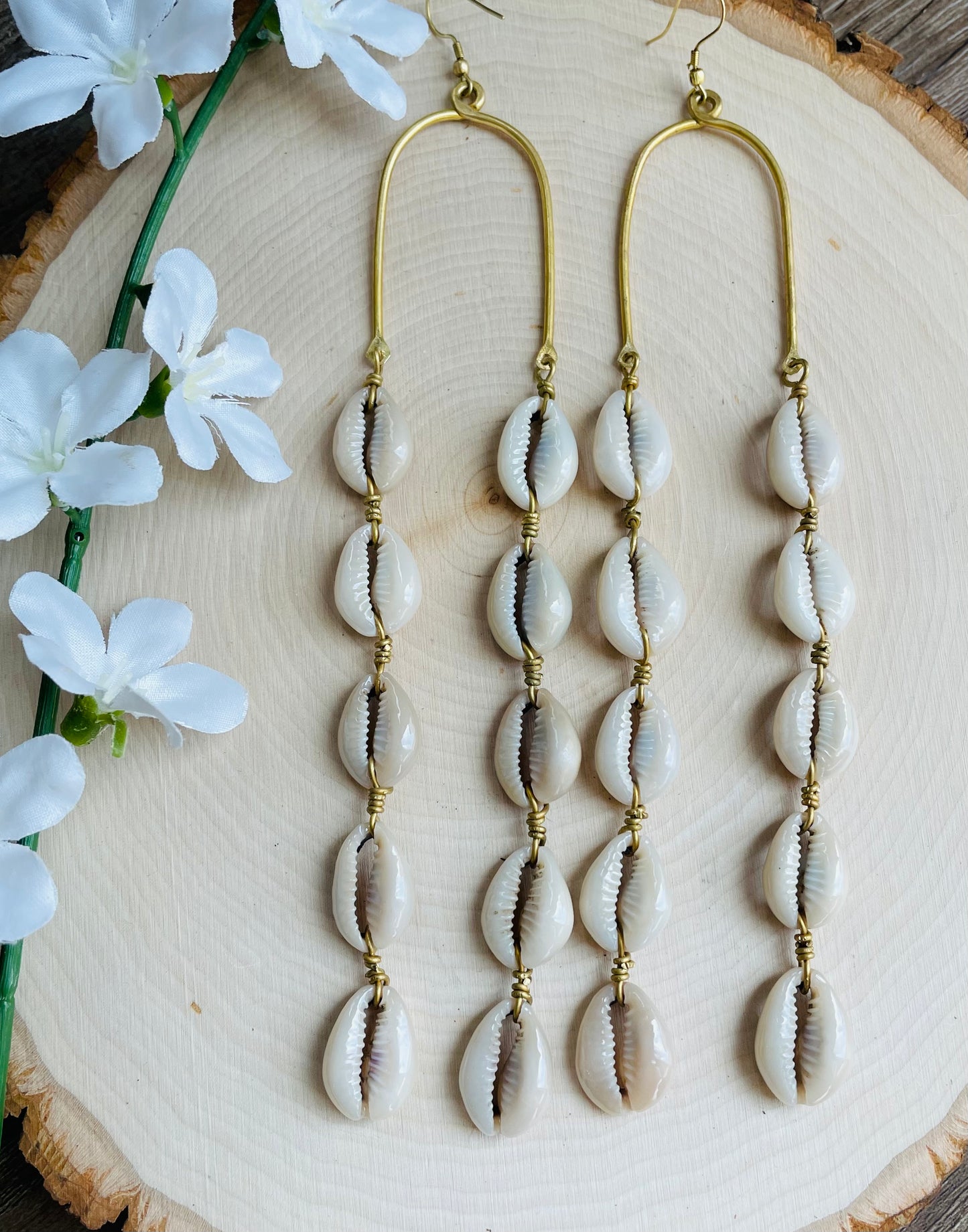 Goddess Drop Cowrie Earrings
