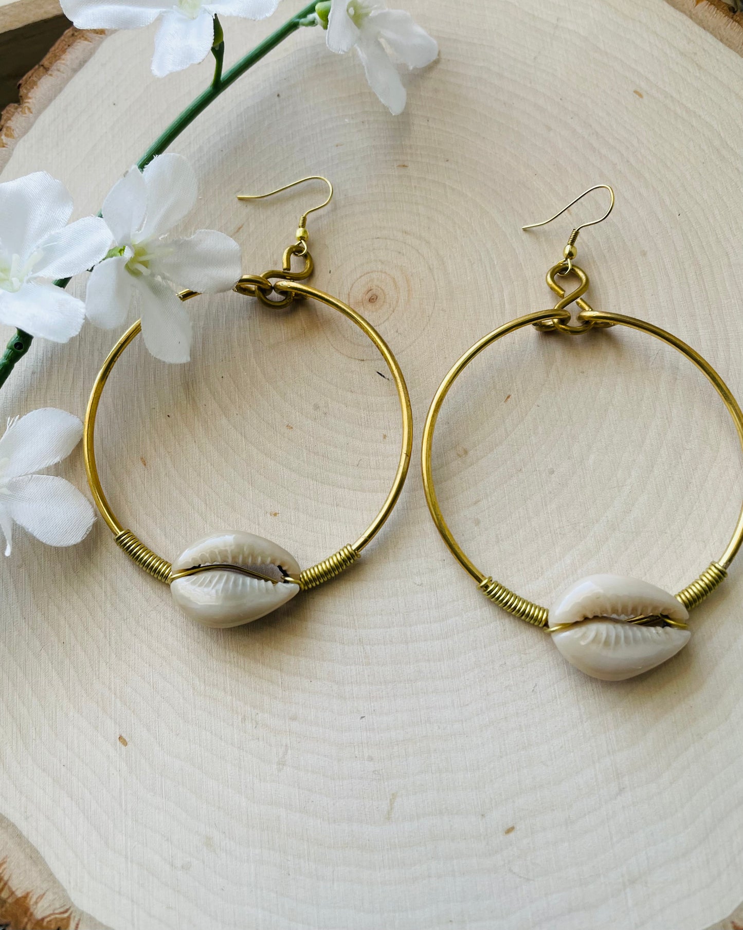 Cowrie Hoop Earrings