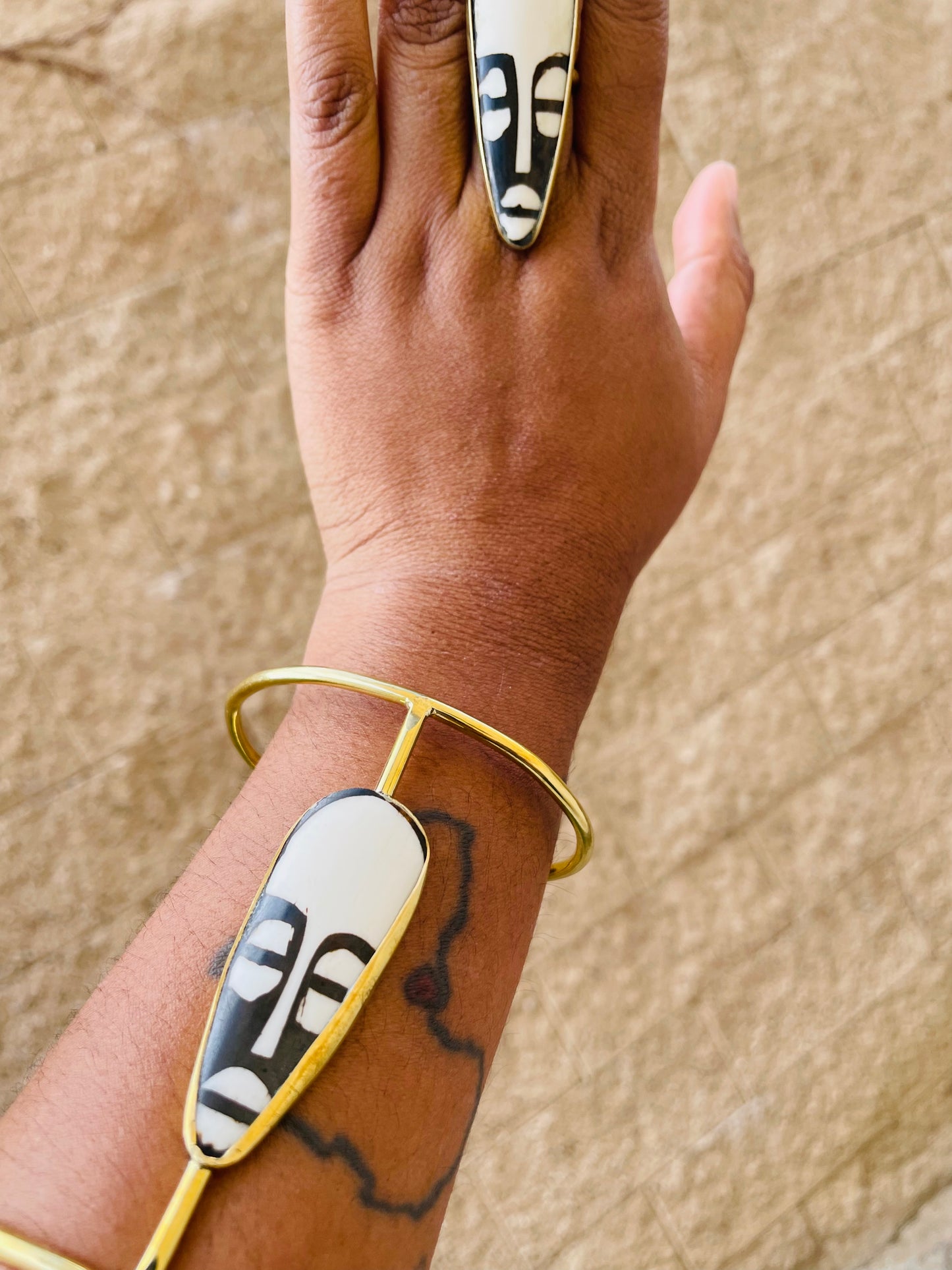 African Mask 3/4 Bracelet- Adjustable