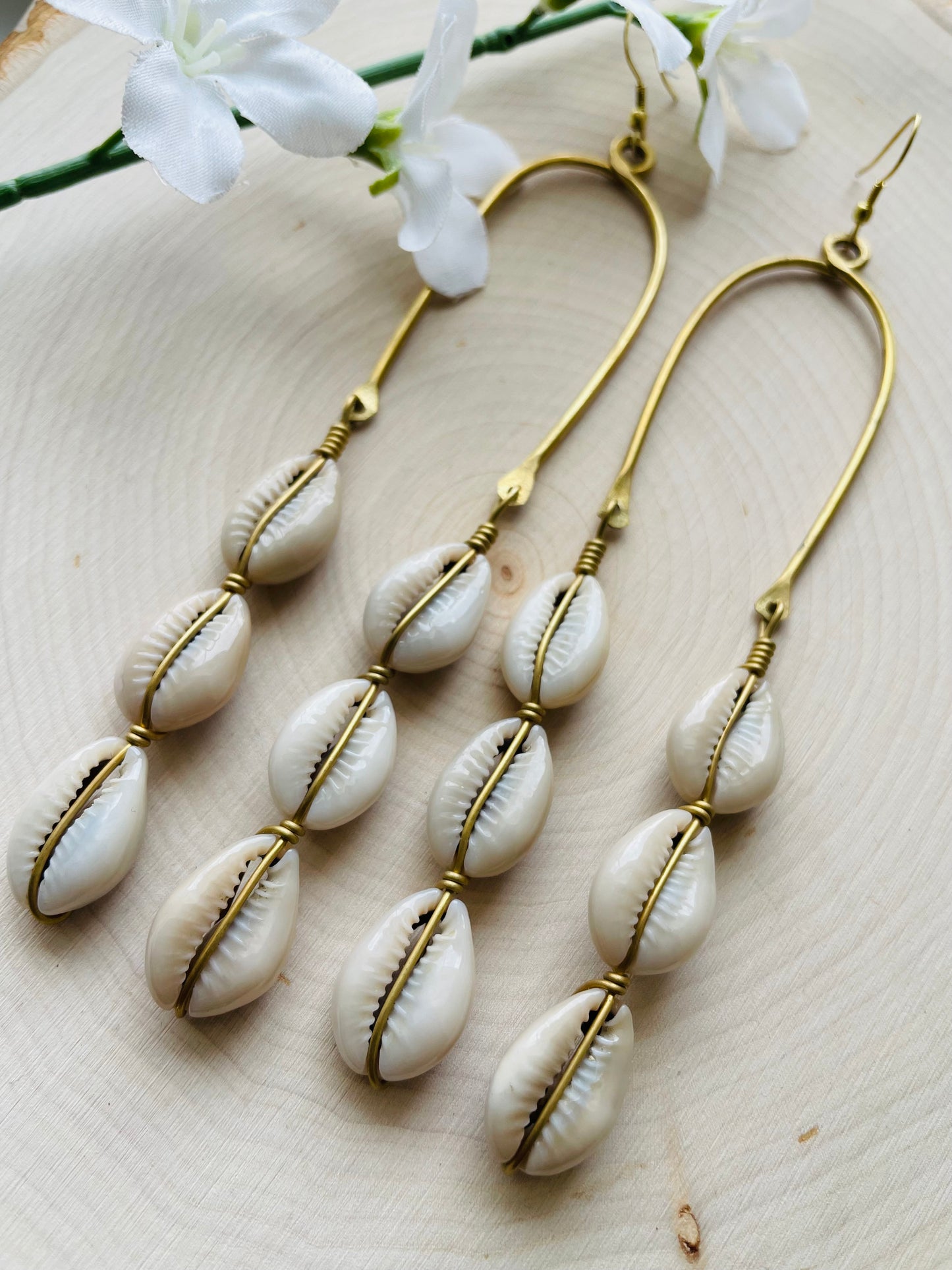 Drop Cowrie Earrings