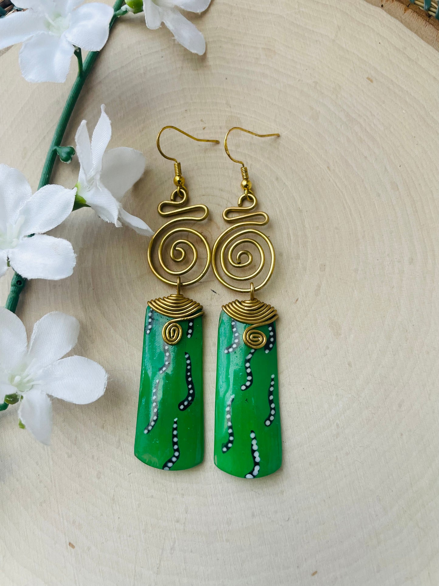 Dakari Green Brass Earrings