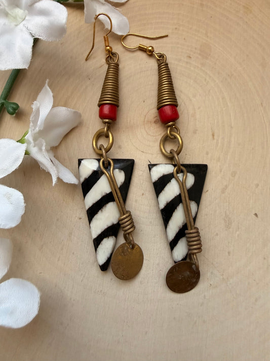 Red Stripe beaded Earrings