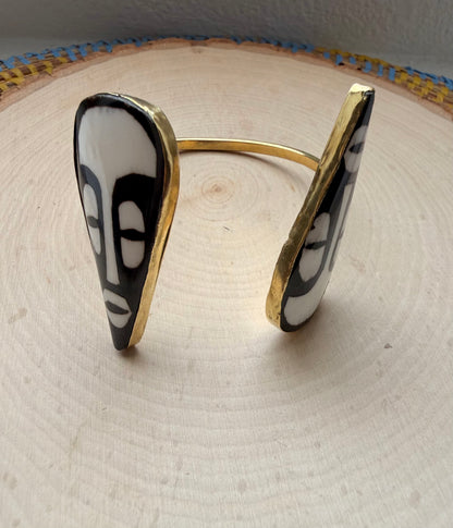 Double African Mask Bracelet- Adjustable