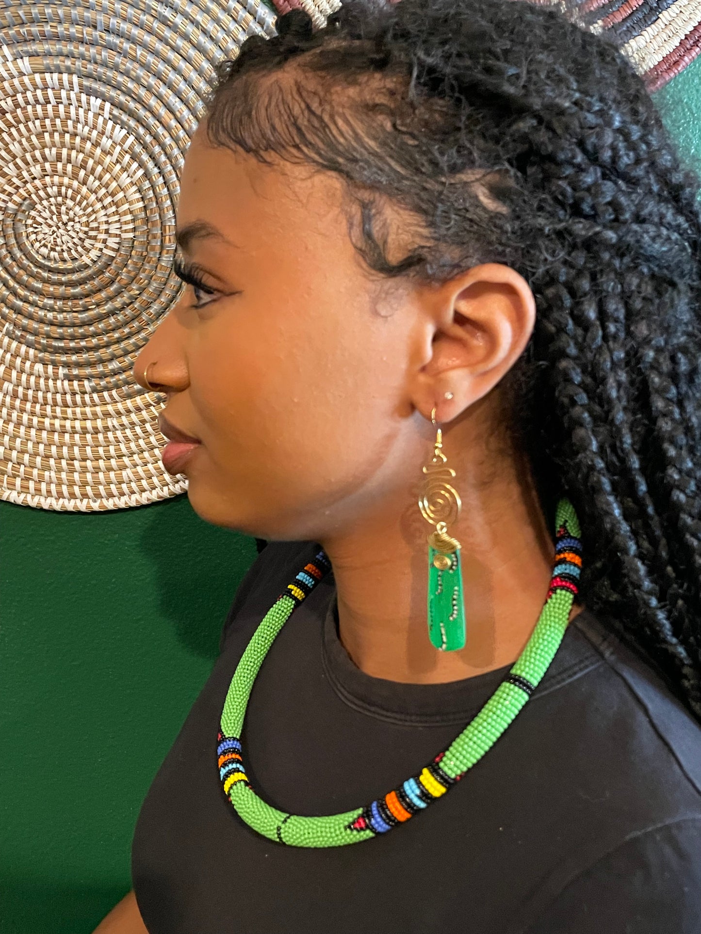 Dakari Green Brass Earrings