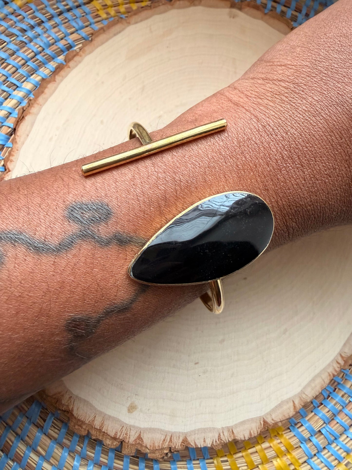 Noir Brass Bracelet - Adjustable