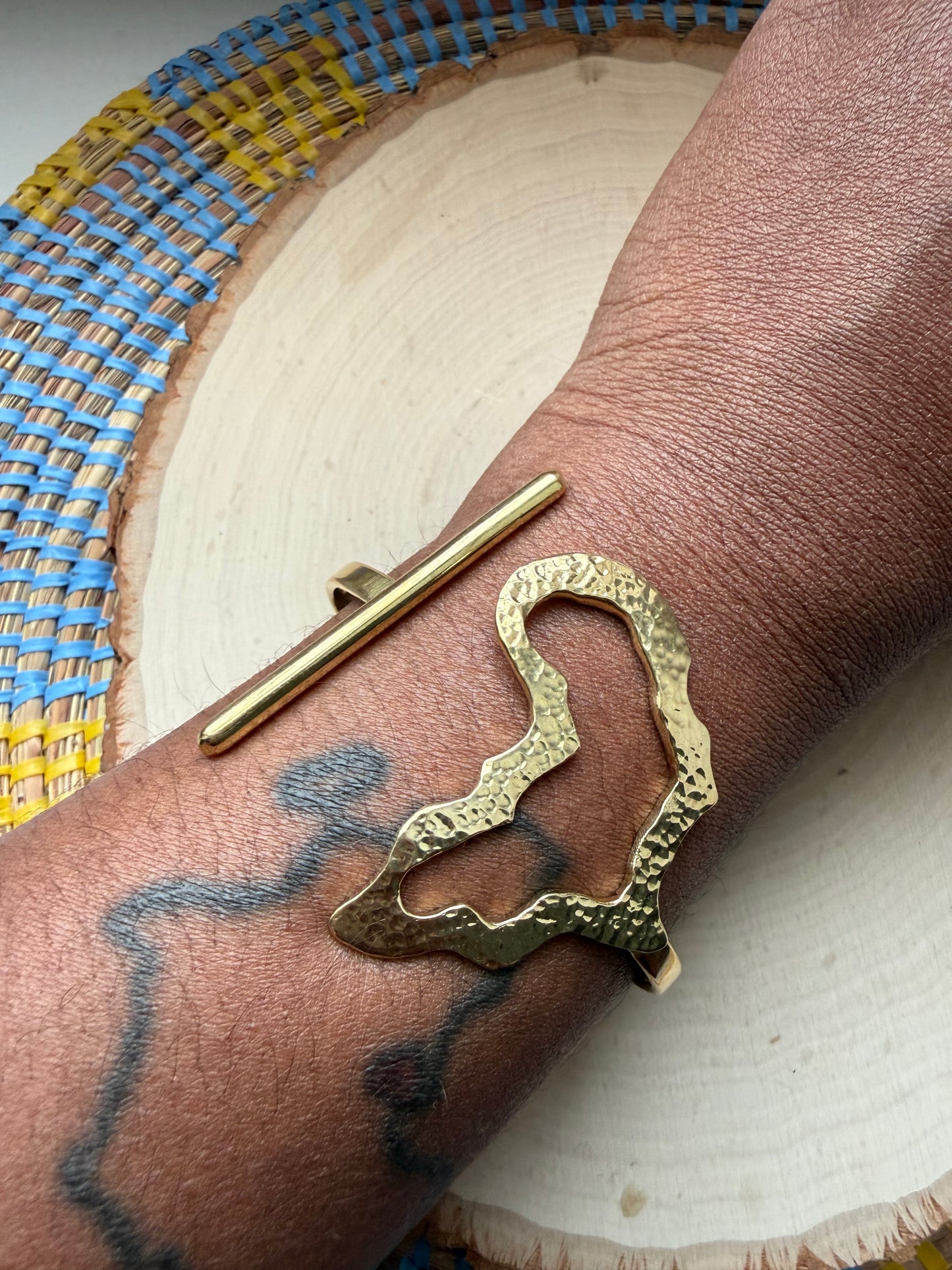 Hammered African Outline 3/4 Bracelet- Adjustable