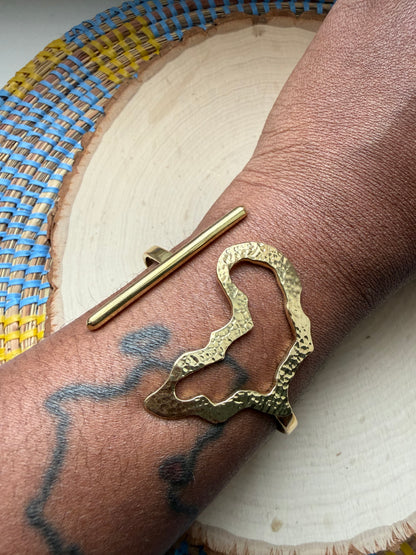 Hammered African Outline 3/4 Bracelet- Adjustable