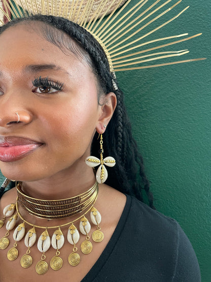 Regal Cowrie Tri Earrings