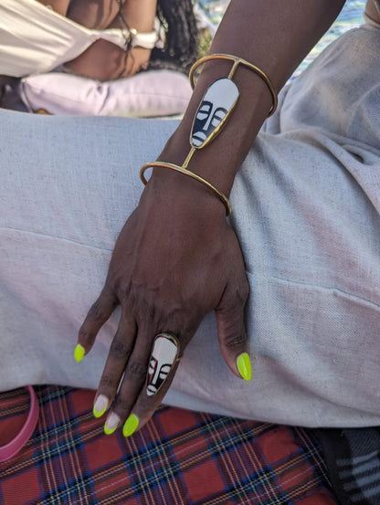 African Mask 3/4 Bracelet- Adjustable