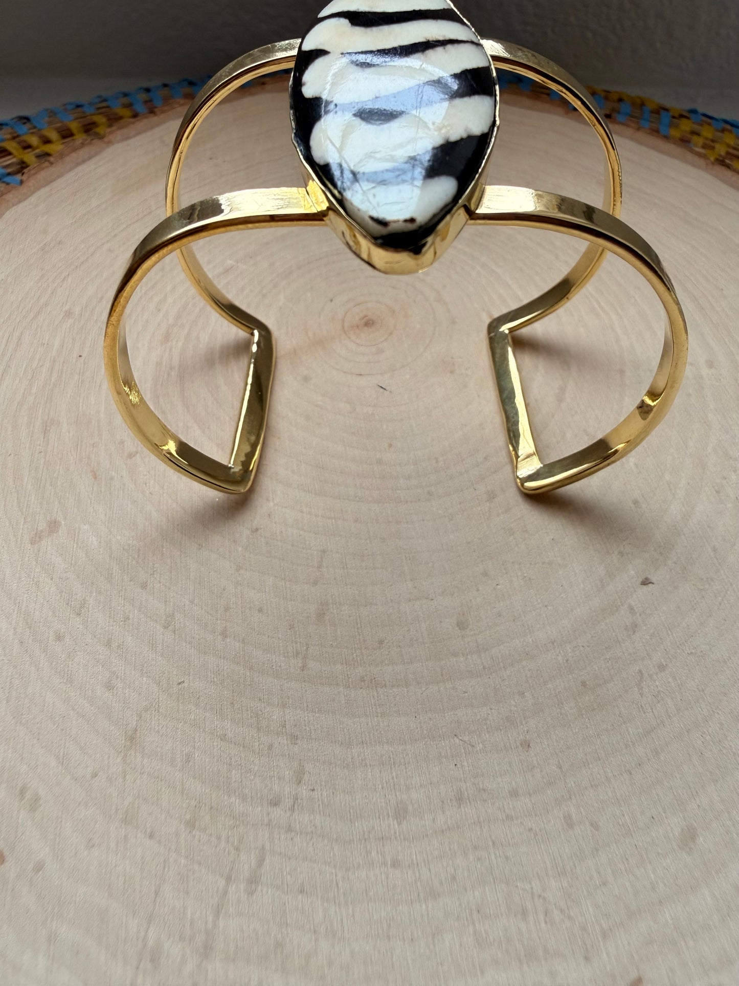 Striped Brass Bracelet - Adjustable