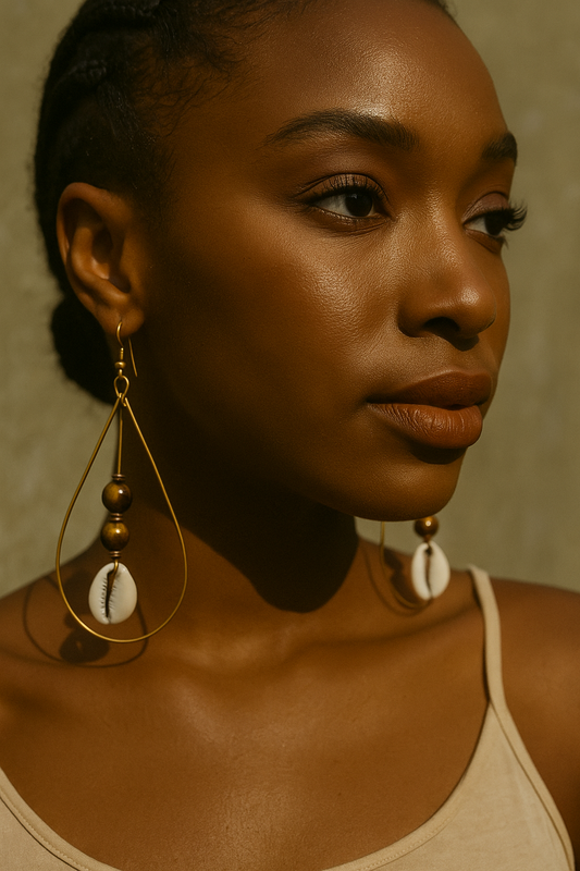 Brown Beaded Swing Earrings