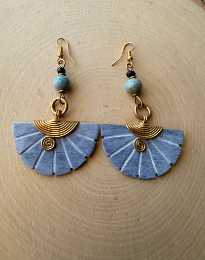 Grey Pharaoh Brass  Earrings