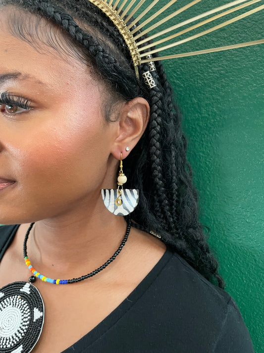 Brown Beaded Pharaoh Zebra earrings