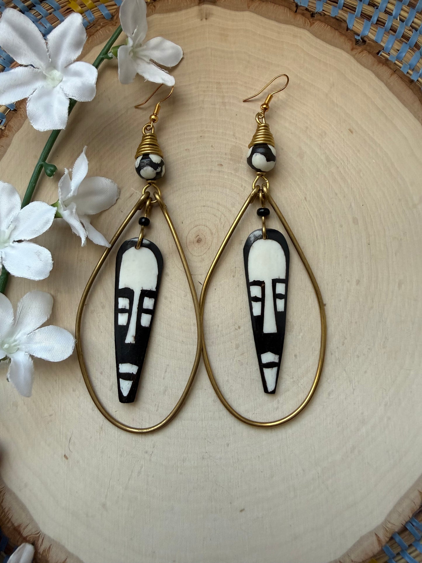 African Mask Cage Earrings