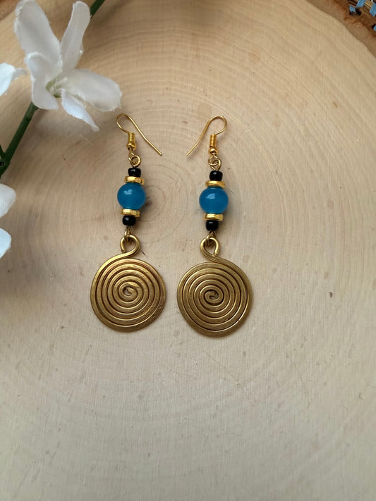 Blue beaded golden ratio Earrings