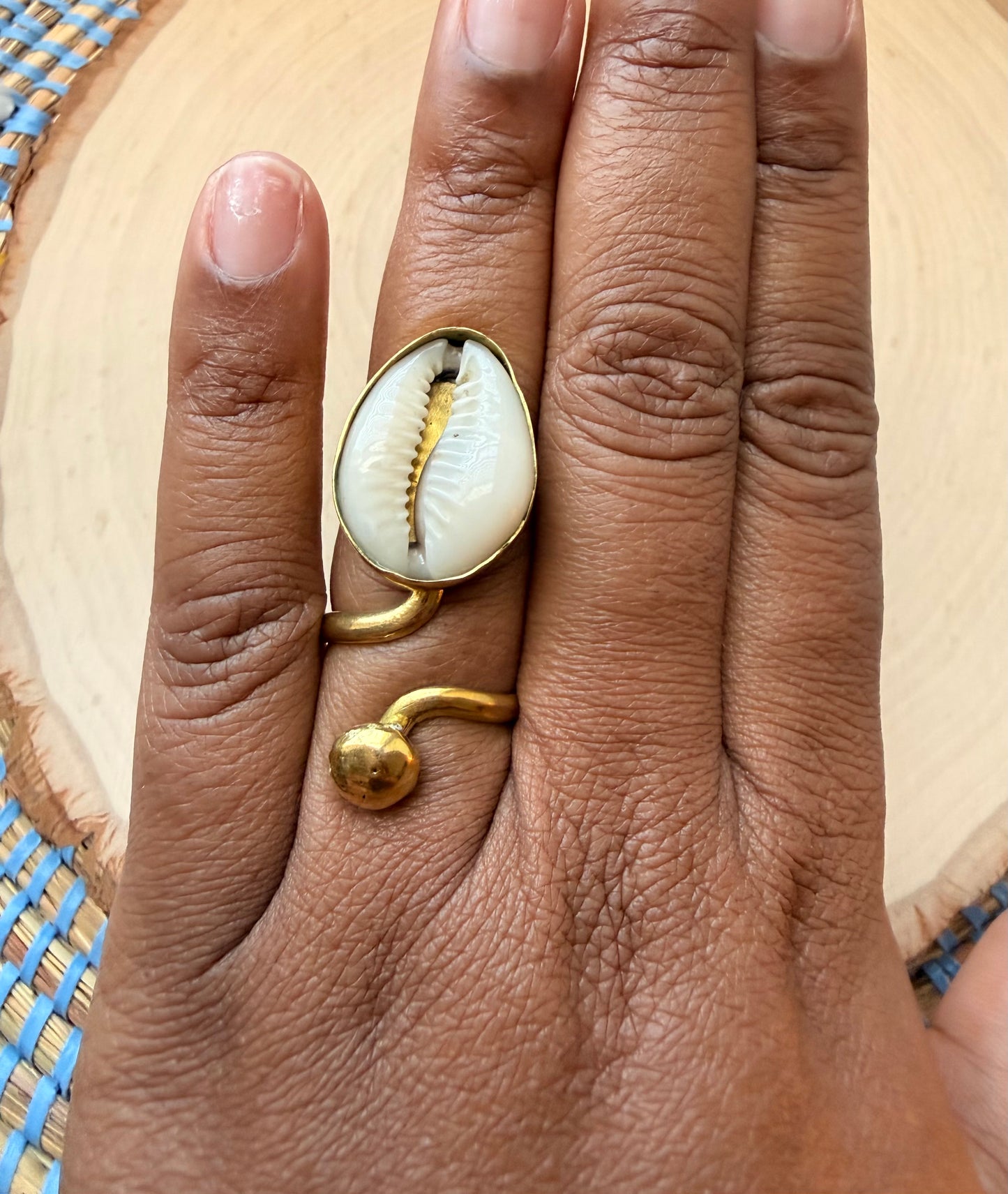 Royal Cowrie Ring- adjustable