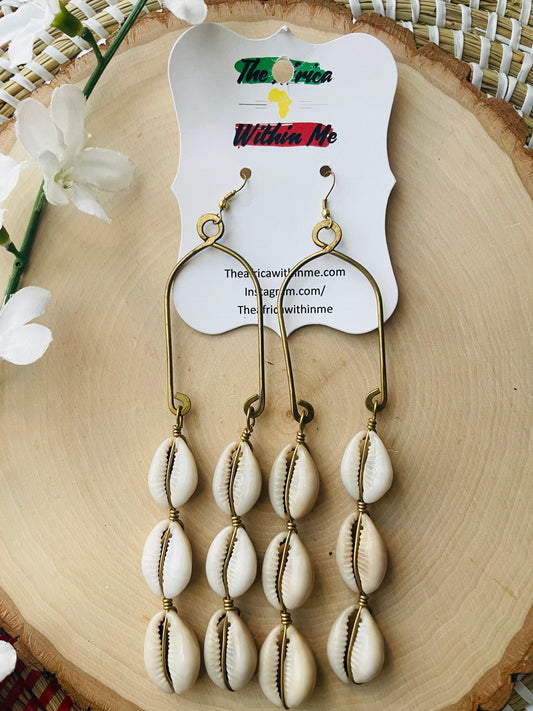 Drop Cowrie  Earrings - imperfect