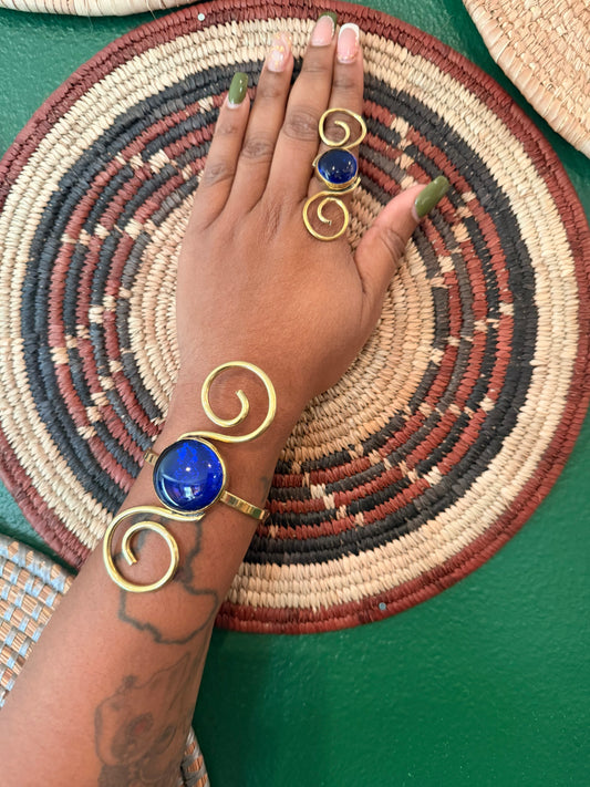 Turquoise Brass Bracelet - adjustable