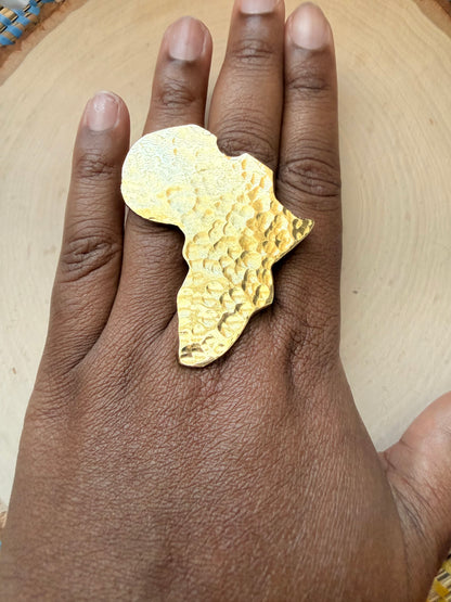 Africa Shaped Hammered Ring
