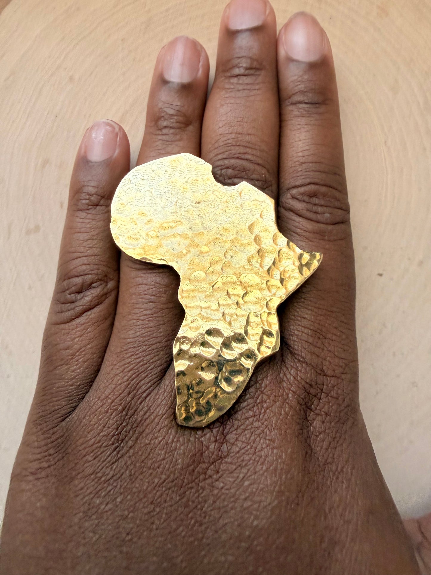 Africa Shaped Hammered Ring