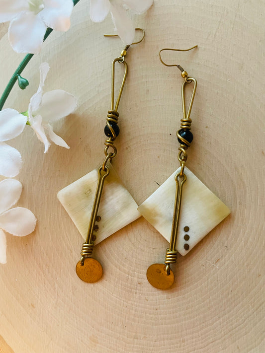Triangle Dangle Brass Earrings