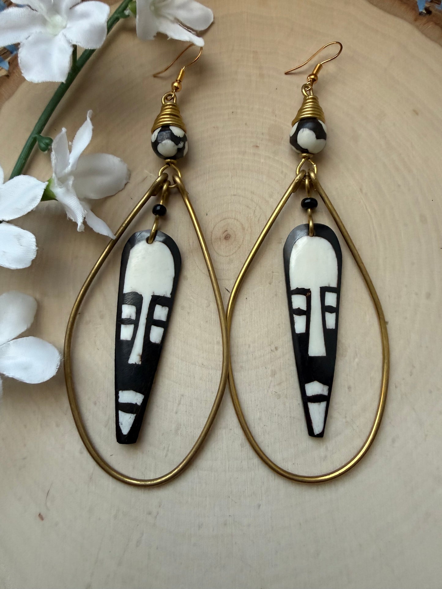 African Mask Cage Earrings