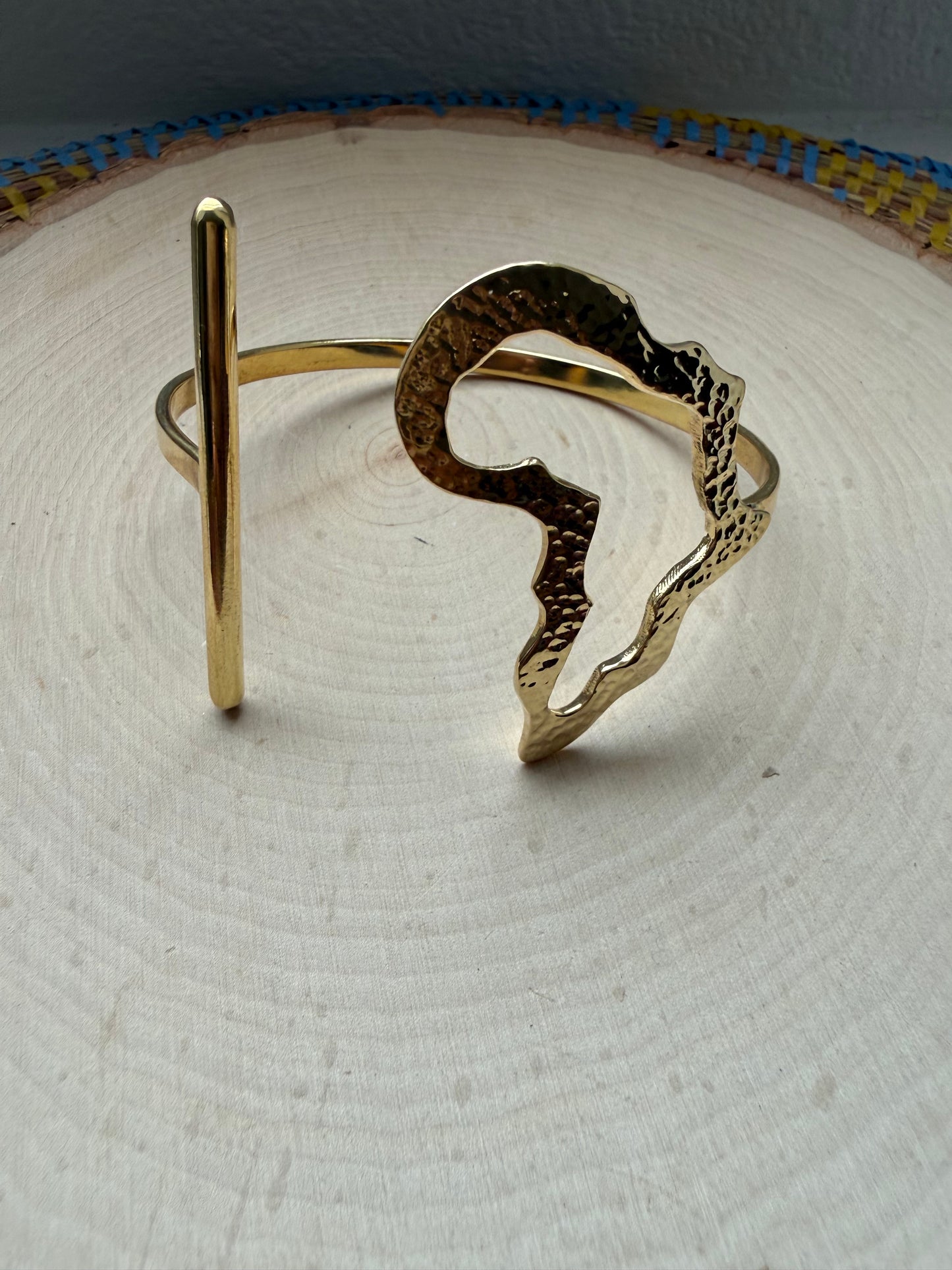 Hammered African Outline 3/4 Bracelet- Adjustable