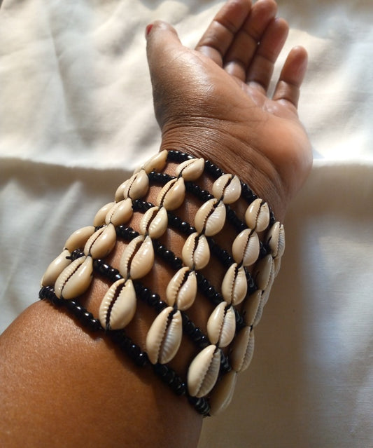 Cowrie shell cuff bracelet