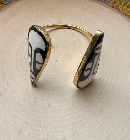 Double African Mask Bracelet- Adjustable