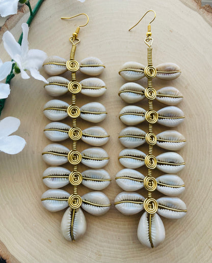 Regal Abena Cowrie Earrings