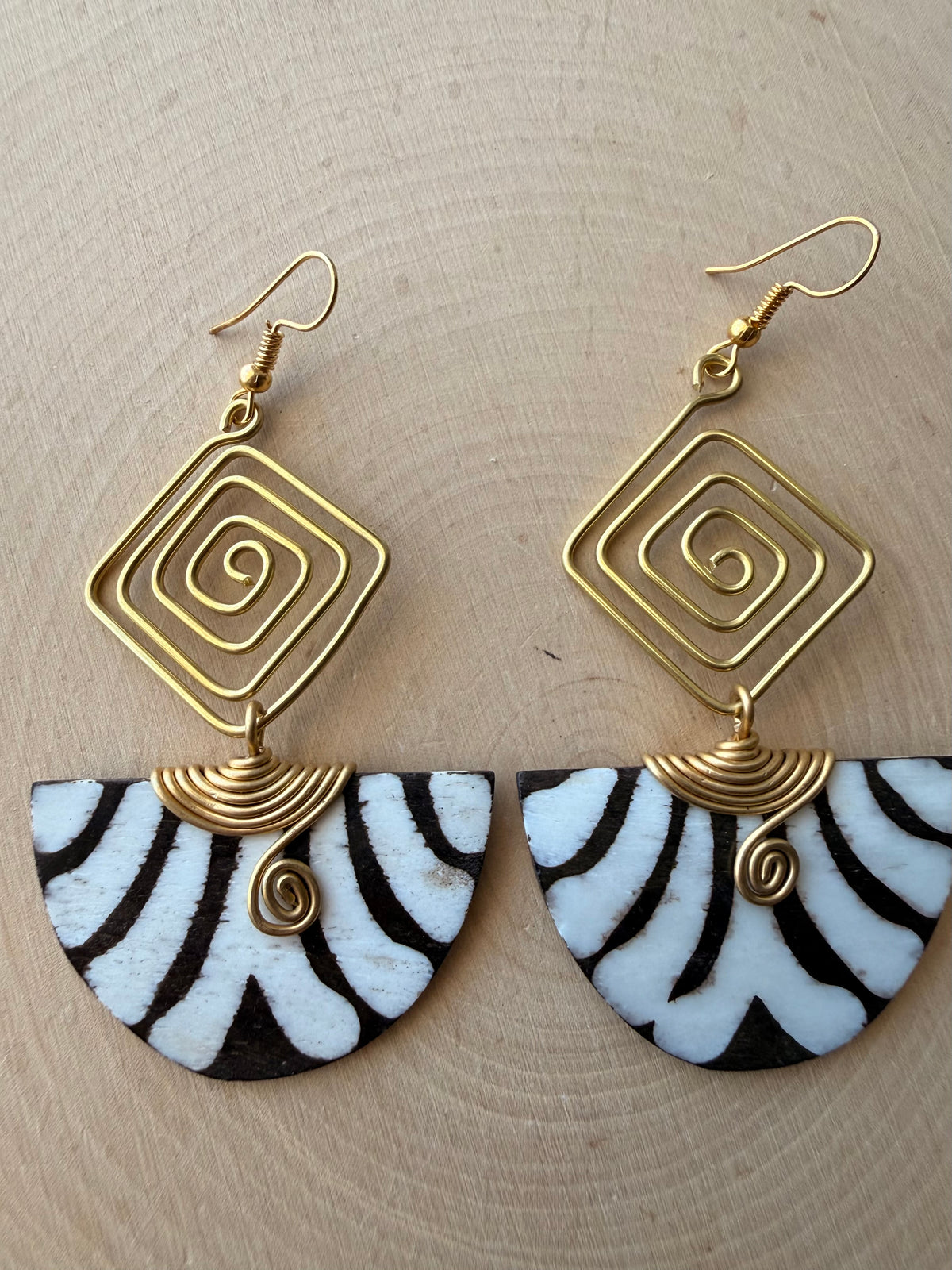 Brass Pharaoh Zebra earrings