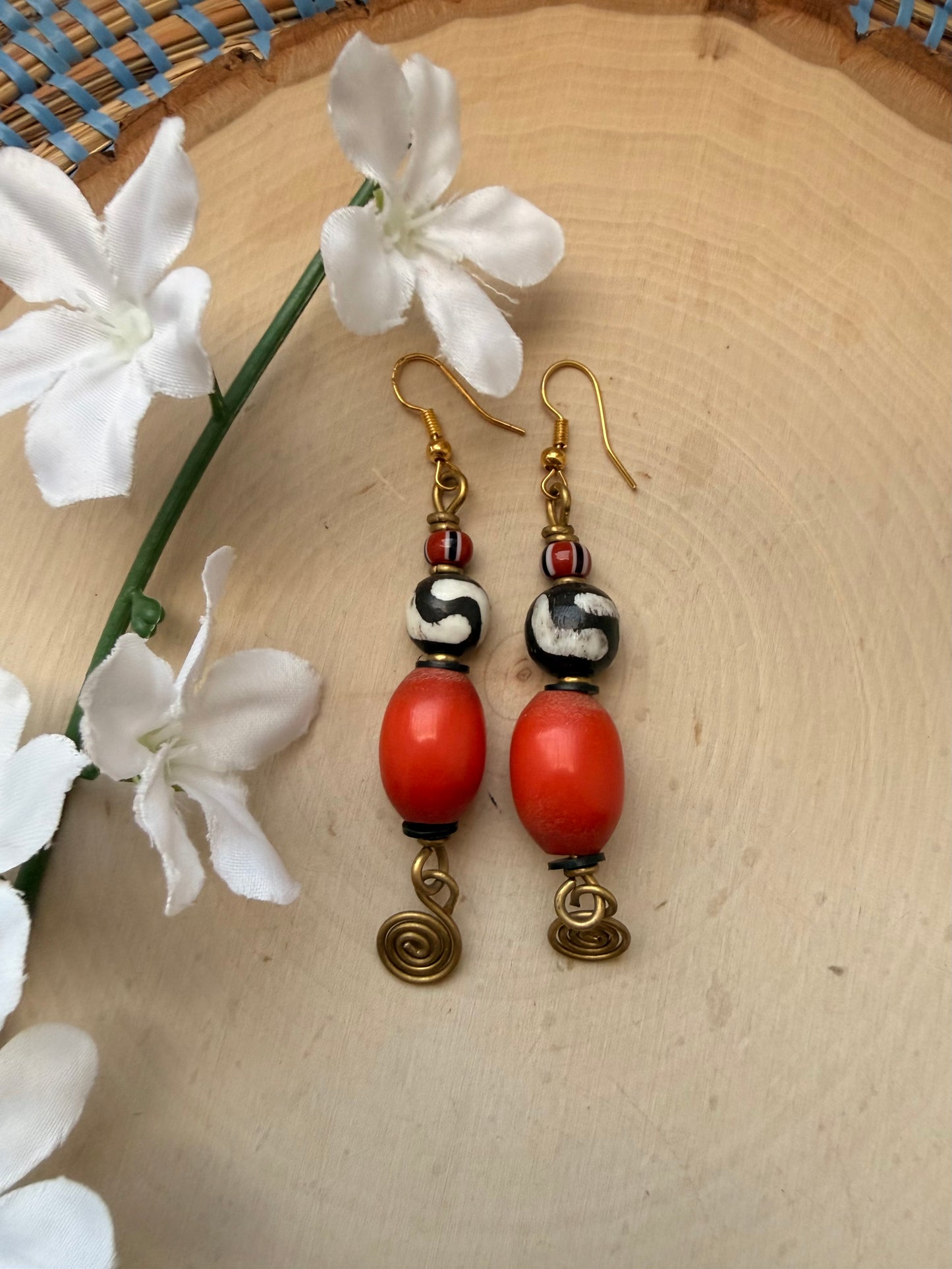 Red beaded Earrings