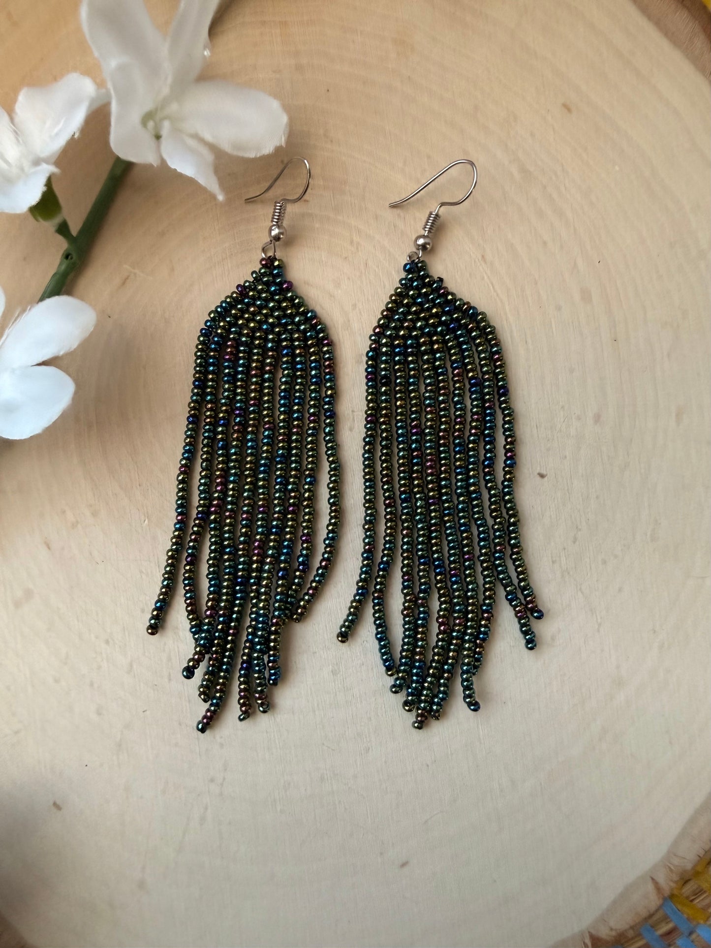 Iridescent beaded earrings - clearance
