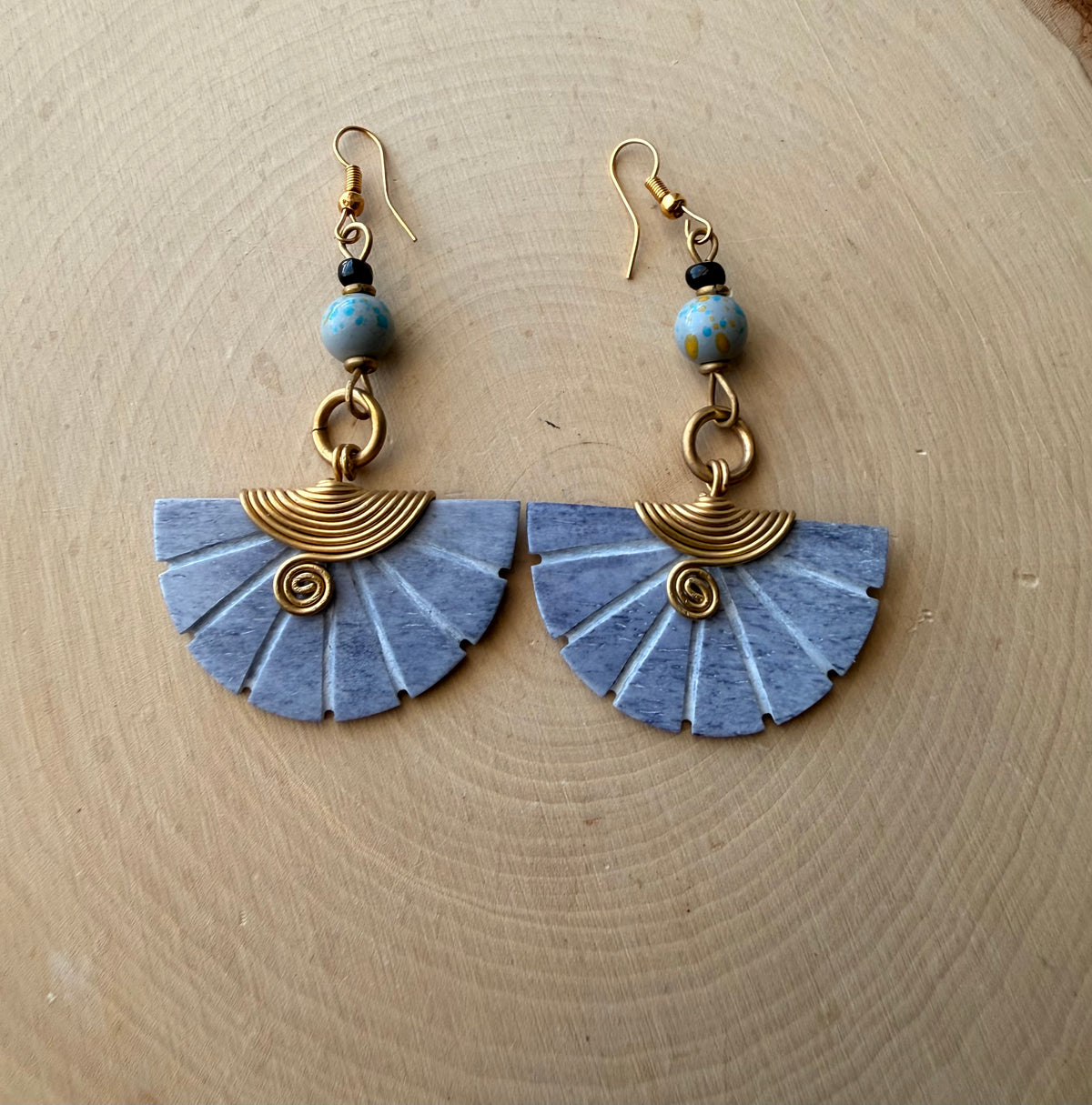 Grey Pharaoh Brass  Earrings