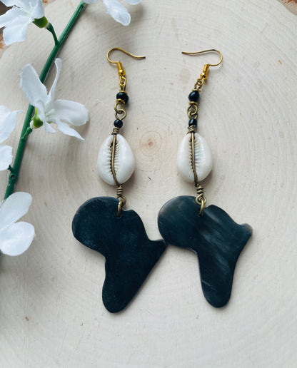 Beaded Africa Shaped Earrings