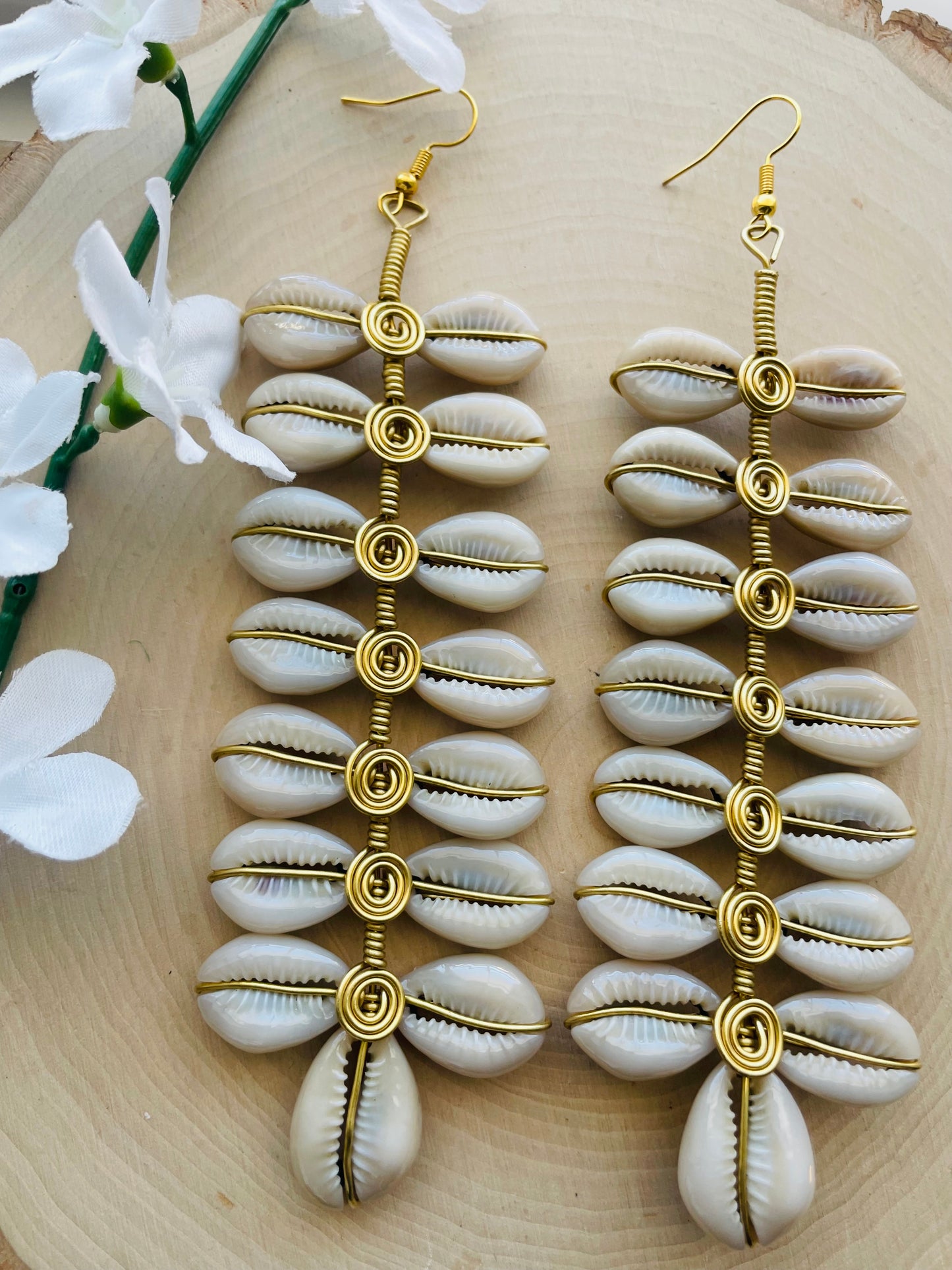Regal Abena Cowrie Earrings