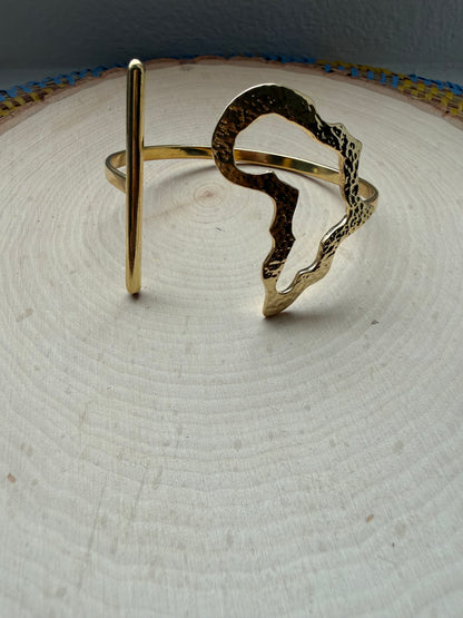 Hammered African Outline 3/4 Bracelet- Adjustable