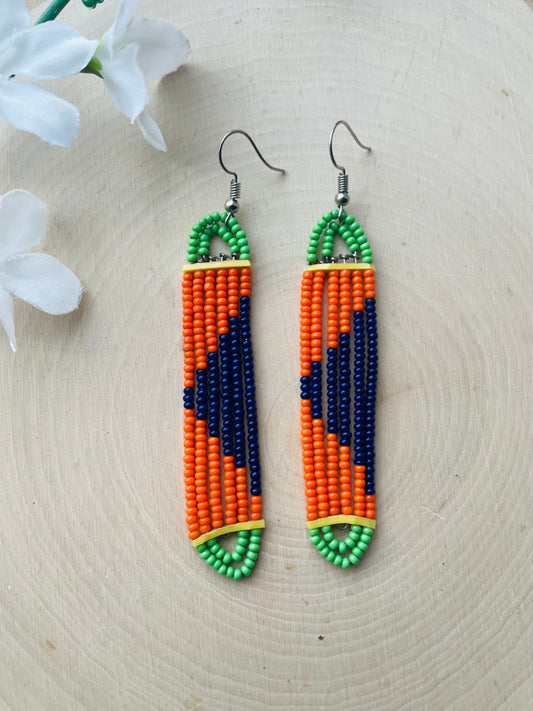 Orange mix Long Beaded Earrings