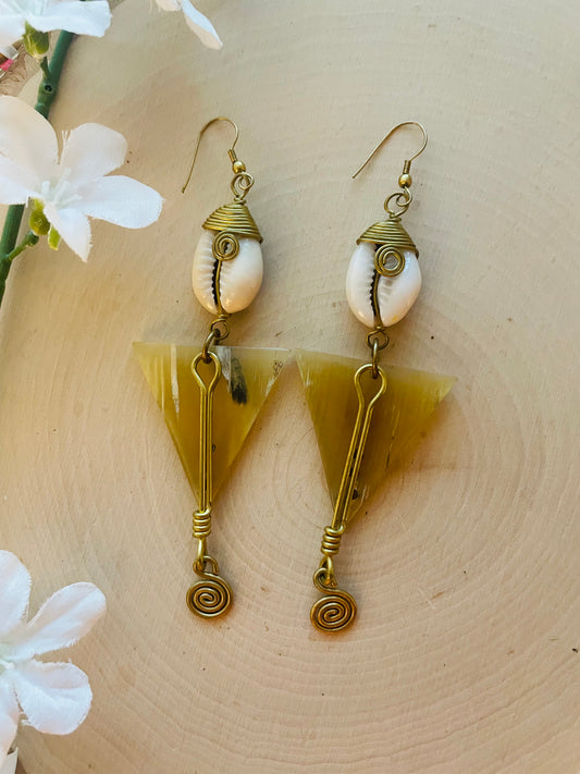 Triangle Cowrie Earrings -