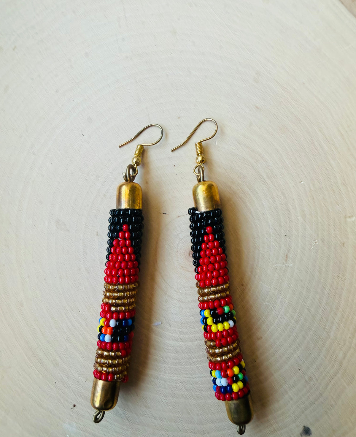 black and red mix beaded earrings