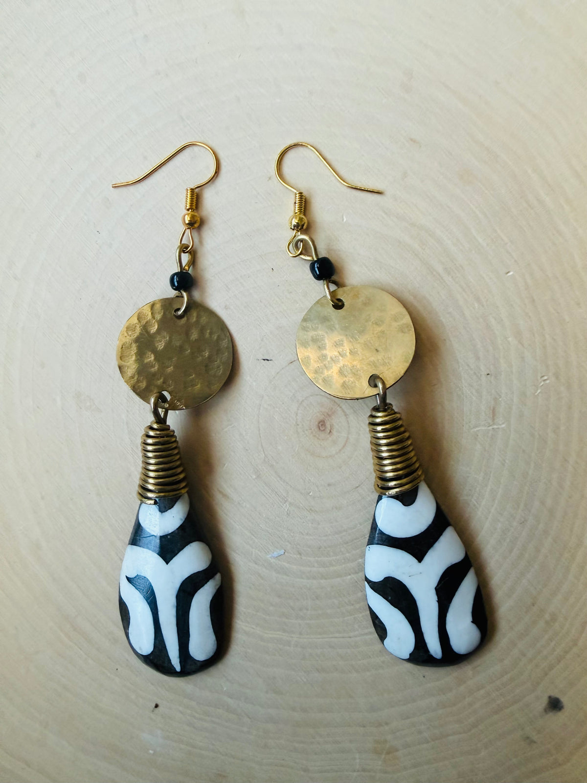 Baltic brass moon earrings
